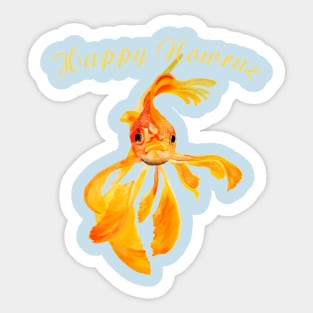 Happy Nowruz Cat New Year Goldfish Isolated Sticker